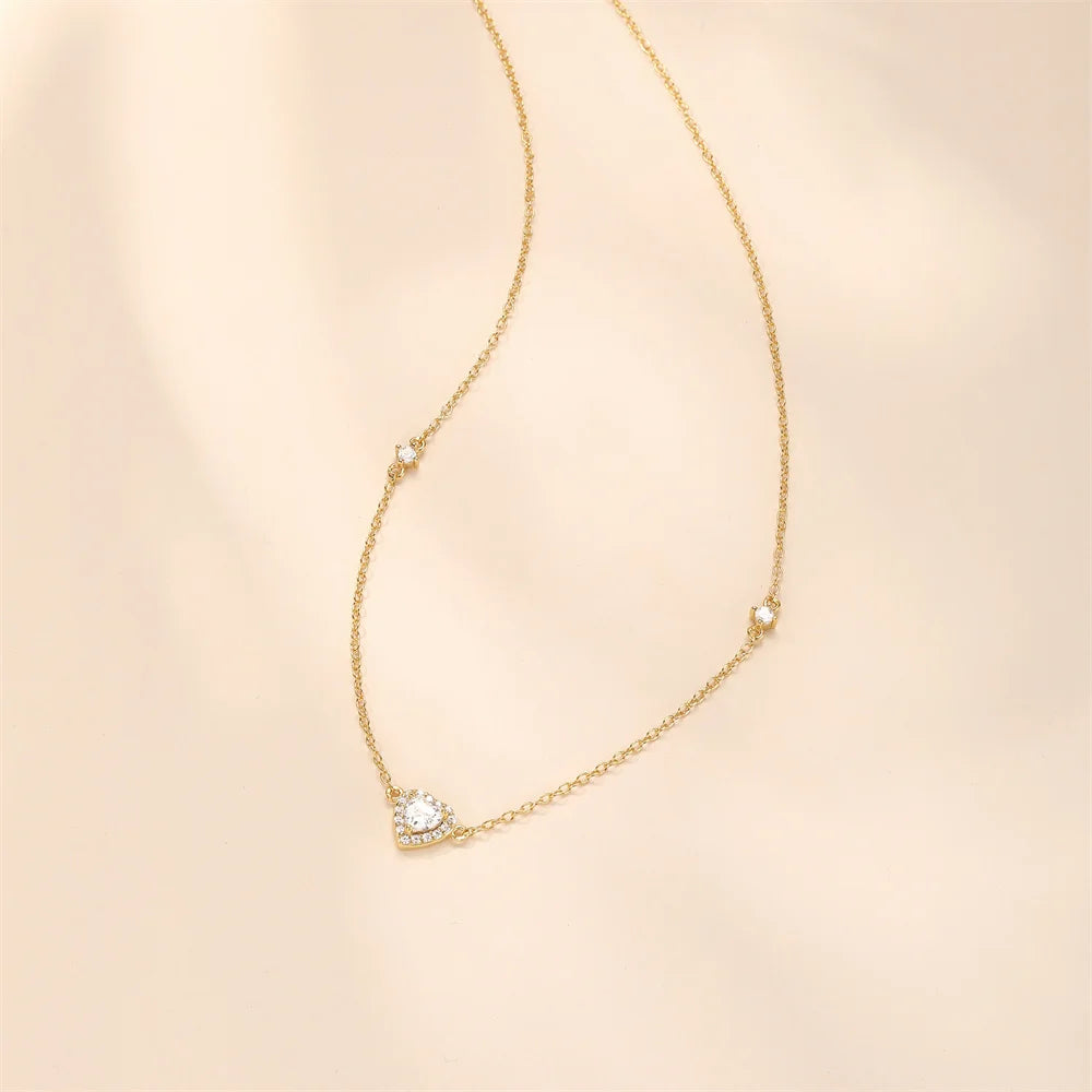 CANNER 925 Sterling Silver Love Full Zircon Versatile Necklace Clavicle Chain For Women Ins 18K Gold Horse Eye Mother's Day Gift