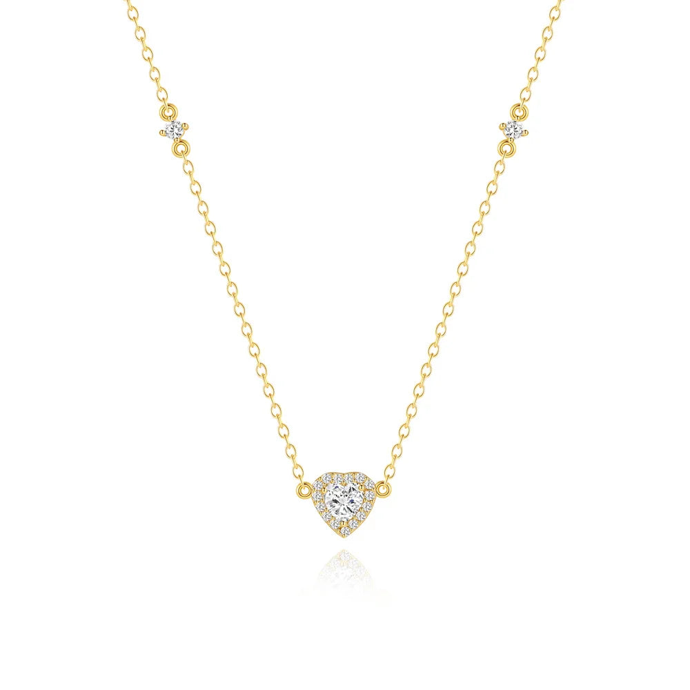 CANNER 925 Sterling Silver Love Full Zircon Versatile Necklace Clavicle Chain For Women Ins 18K Gold Horse Eye Mother's Day Gift
