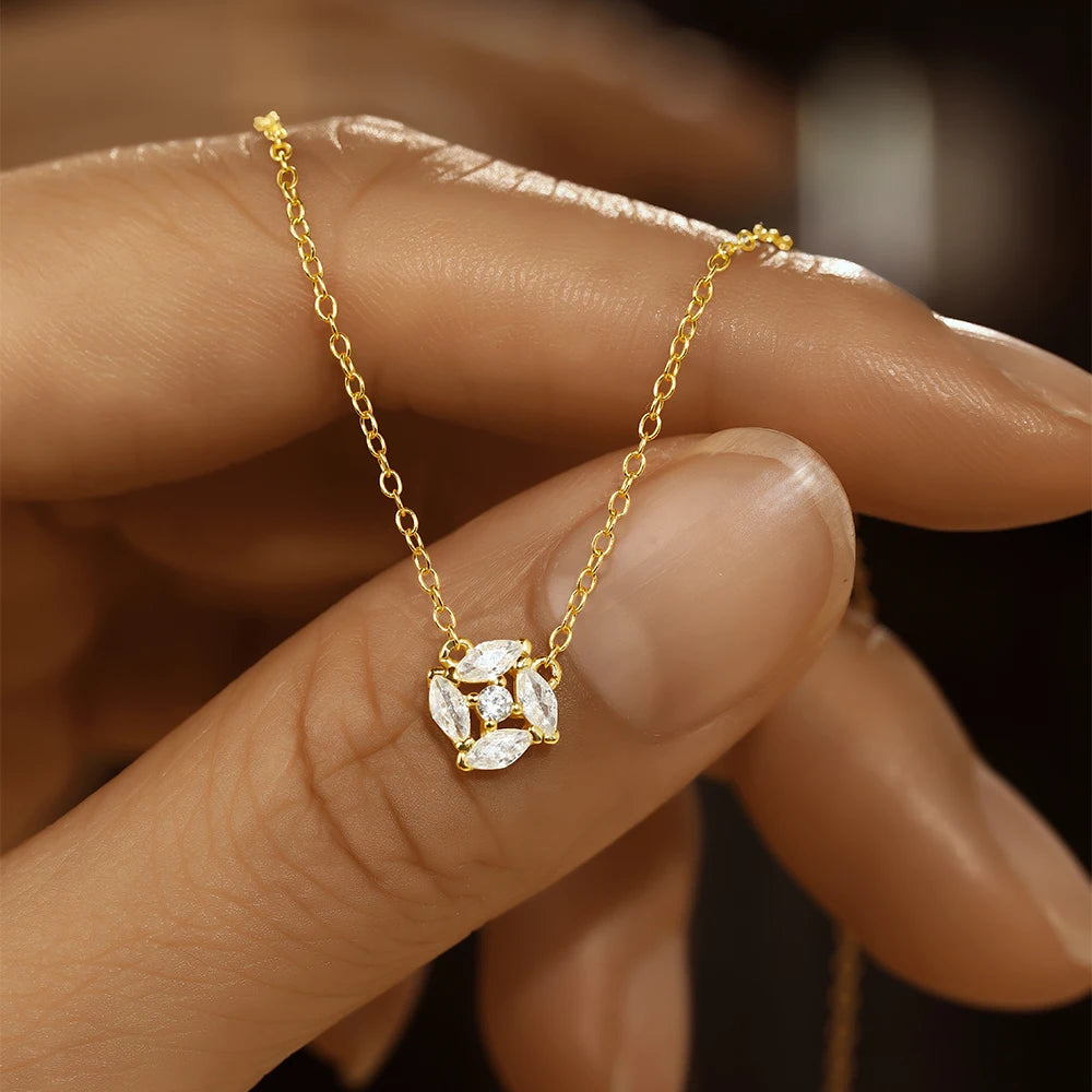 CANNER 925 Sterling Silver Love Full Zircon Versatile Necklace Clavicle Chain For Women Ins 18K Gold Horse Eye Mother's Day Gift