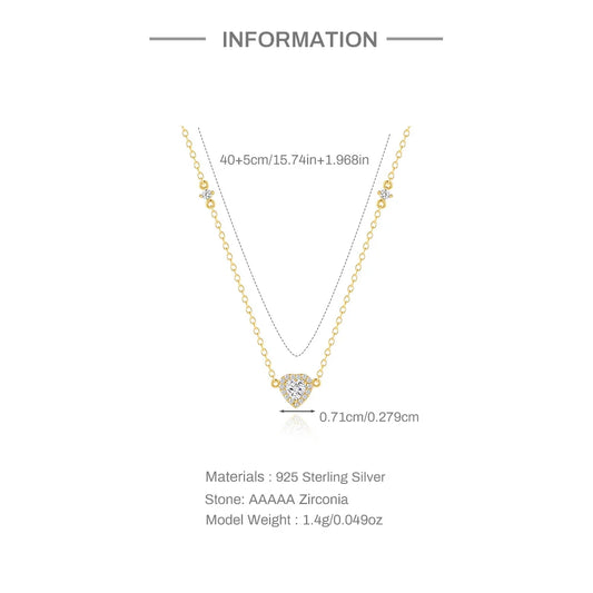 CANNER 925 Sterling Silver Love Full Zircon Versatile Necklace Clavicle Chain For Women Ins 18K Gold Horse Eye Mother's Day Gift