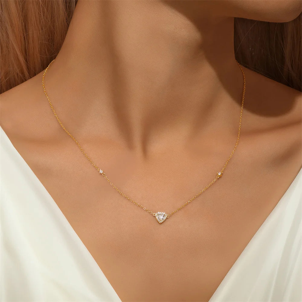 CANNER 925 Sterling Silver Love Full Zircon Versatile Necklace Clavicle Chain For Women Ins 18K Gold Horse Eye Mother's Day Gift